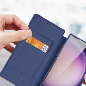 Dux Ducis Skin X Pro Magnetic Wallet Case - удароустойчив хибриден кожен кейс с отделение за карти и MagSafe за Samsung Galaxy S24 Ultra (син-прозрачен) 7
