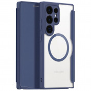 Dux Ducis Skin X Pro Magnetic Wallet Case - удароустойчив хибриден кожен кейс с отделение за карти и MagSafe за Samsung Galaxy S24 Ultra (син-прозрачен)