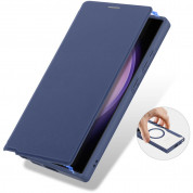 Dux Ducis Skin X Pro Magnetic Wallet Case - удароустойчив хибриден кожен кейс с отделение за карти и MagSafe за Samsung Galaxy S24 Ultra (син-прозрачен) 6