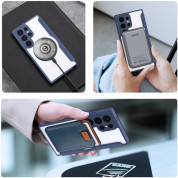 Dux Ducis Skin X Pro Magnetic Wallet Case - удароустойчив хибриден кожен кейс с отделение за карти и MagSafe за Samsung Galaxy S24 Ultra (син-прозрачен) 4