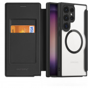 Dux Ducis Skin X Pro Magnetic Wallet Case - удароустойчив хибриден кожен кейс с отделение за карти и MagSafe за Samsung Galaxy S24 Ultra (черен-прозрачен) 1