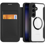 Dux Ducis Skin X Pro Magnetic Wallet Case - удароустойчив хибриден кожен кейс с отделение за карти и MagSafe за Samsung Galaxy S24 Plus (черен-прозрачен) 1