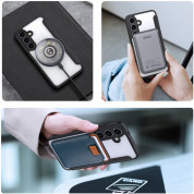 Dux Ducis Skin X Pro Magnetic Wallet Case - удароустойчив хибриден кожен кейс с отделение за карти и MagSafe за Samsung Galaxy S24 (черен-прозрачен) 4