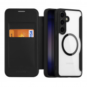 Dux Ducis Skin X Pro Magnetic Wallet Case - удароустойчив хибриден кожен кейс с отделение за карти и MagSafe за Samsung Galaxy S24 (черен-прозрачен) 1