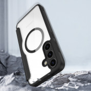 Dux Ducis Skin X Pro Magnetic Wallet Case - удароустойчив хибриден кожен кейс с отделение за карти и MagSafe за Samsung Galaxy S24 (черен-прозрачен) 9