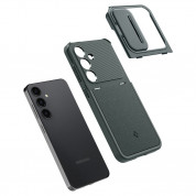 Spigen Optik Armor Case - тънък качествен силиконов (TPU) калъф с капак за камерата за Samsung Galaxy S24 (зелен) 10