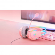 Onikuma X26 Gaming Headphones - USB гейминг слушалки с микрофон за PC (розов) 6