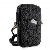Hello Kitty PU Quilted Pattern Kitty Head Logo Phone Zipper Bag (black) 2