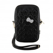 Hello Kitty PU Quilted Pattern Kitty Head Logo Phone Zipper Bag (black) 1
