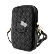 Hello Kitty PU Quilted Pattern Kitty Head Logo Phone Zipper Bag (black)