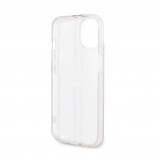 Guess IML 4G Gold Stripe Case - дизайнерски силиконов кейс за iPhone 15 (розов) 5