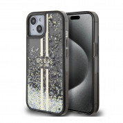 Guess Liquid Glitter Gold Stripe Case for iPhone 15 (black)