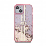 Guess Liquid Glitter Gold Stripe Case for iPhone 15 (pink) 2