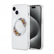 Guess Flowers Ring Glossy Logo MagSafe Case for iPhone 15 (clear)
