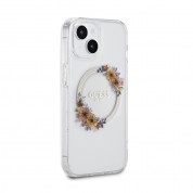 Guess Flowers Ring Glossy Logo MagSafe Case for iPhone 15 (clear) 3