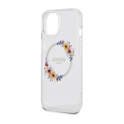 Guess Flowers Ring Glossy Logo MagSafe Case for iPhone 15 (clear) 4