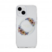 Guess Flowers Ring Glossy Logo MagSafe Case for iPhone 15 (clear) 2