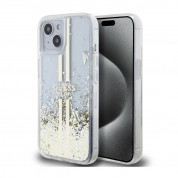 Guess Liquid Glitter Gold Stripe Case for iPhone 15 (clear)