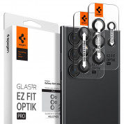 Spigen Optik.tR EZ Fit Tempered Glass 2 Pack - 2 комплекта предпазни стъклени лещи за камерата на Samsung Galaxy S24 Ultra (черен)