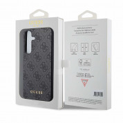 Guess PU 4G Charms Collection Leather Hard Case - дизайнерски кожен кейс за Samsung Galaxy S24 (сив) 6