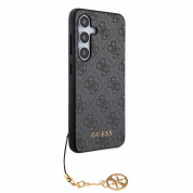 Guess PU 4G Charms Collection Leather Hard Case - дизайнерски кожен кейс за Samsung Galaxy S24 (сив) 3
