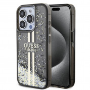 Guess Liquid Glitter Gold Stripe Case for iPhone 15 Pro Max (black)