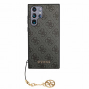 Guess PU 4G Charms Collection Leather Hard Case - дизайнерски кожен кейс за Samsung Galaxy S24 Ultra (сив) 2