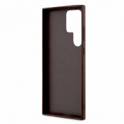 Guess PU 4G Stripe Leather Hard Case - дизайнерски кожен кейс за Samsung Galaxy S24 Ultra (кафяв) 4