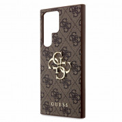 Guess PU 4G Metal Logo Leather Hard Case for Samsung Galaxy S24 Ultra (brown) 4