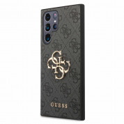 Guess PU 4G Metal Logo Leather Hard Case - дизайнерски кожен кейс за Samsung Galaxy S24 Ultra (сив) 1