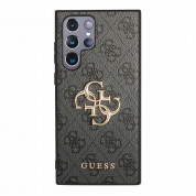 Guess PU 4G Metal Logo Leather Hard Case - дизайнерски кожен кейс за Samsung Galaxy S24 Ultra (сив) 2