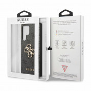 Guess PU 4G Metal Logo Leather Hard Case - дизайнерски кожен кейс за Samsung Galaxy S24 Ultra (сив) 6