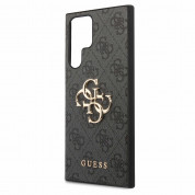 Guess PU 4G Metal Logo Leather Hard Case - дизайнерски кожен кейс за Samsung Galaxy S24 Ultra (сив) 4
