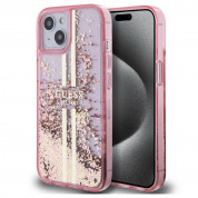 Guess Liquid Glitter Gold Stripe Case for iPhone 15 Pro Max (pink)