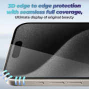 Blueo AR 3D Curved Tempered Glass HD - стъклено защитно покритие за дисплея на дисплея на iPhone 15 Pro (черен-прозрачен)  6
