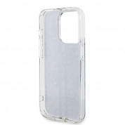 Guess IML 4G Gold Stripe Case - дизайнерски силиконов кейс за iPhone 15 Pro Max (черен) 5