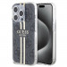 Guess IML 4G Gold Stripe Case - дизайнерски силиконов кейс за iPhone 15 Pro Max (черен) 1