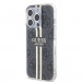 Guess IML 4G Gold Stripe Case - дизайнерски силиконов кейс за iPhone 15 Pro Max (черен) 2