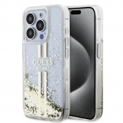 Guess Liquid Glitter Gold Stripe Case for iPhone 15 Pro Max (transparent)