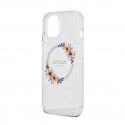 Guess Flowers Ring Glossy Logo MagSafe Case for iPhone 13 (clear) 4