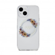 Guess Flowers Ring Glossy Logo MagSafe Case for iPhone 13 (clear) 2