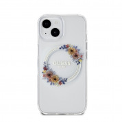 Guess Flowers Ring Glossy Logo MagSafe Case for iPhone 13 (clear) 3