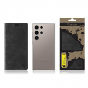 Tactical Xproof Flip Case - кожен калъф с поставка и отделение за кр. карти за Samsung Galaxy S24 Ultra (черен) 2