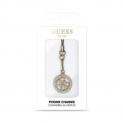 Guess Charm 4G Strass Metal Logo Pendant - дизайнерска метална висулка за вашия смартфон (златист) 1