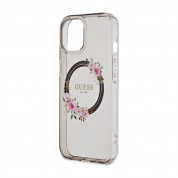 Guess Flowers Ring Glossy Logo MagSafe Case for iPhone 15 (black-clear) 4