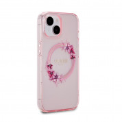 Guess Flowers Ring Glossy Logo MagSafe Case for iPhone 15 (pink-clear) 3