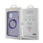 Guess Flowers Ring Glossy Logo MagSafe Case for iPhone 15 (purple-clear) 5