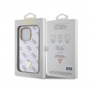 Guess PU 4G Triangle Metal Logo Case - дизайнерски кожен кейс за iPhone 15 Pro (бял) 6