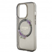 Guess Flowers Ring Glossy Logo MagSafe Case for iPhone 15 Pro Max (black-clear) 4
