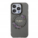 Guess Flowers Ring Glossy Logo MagSafe Case - хибриден удароустойчив кейс с MagSafe за iPhone 15 Pro Max (черен-прозрачен) 3